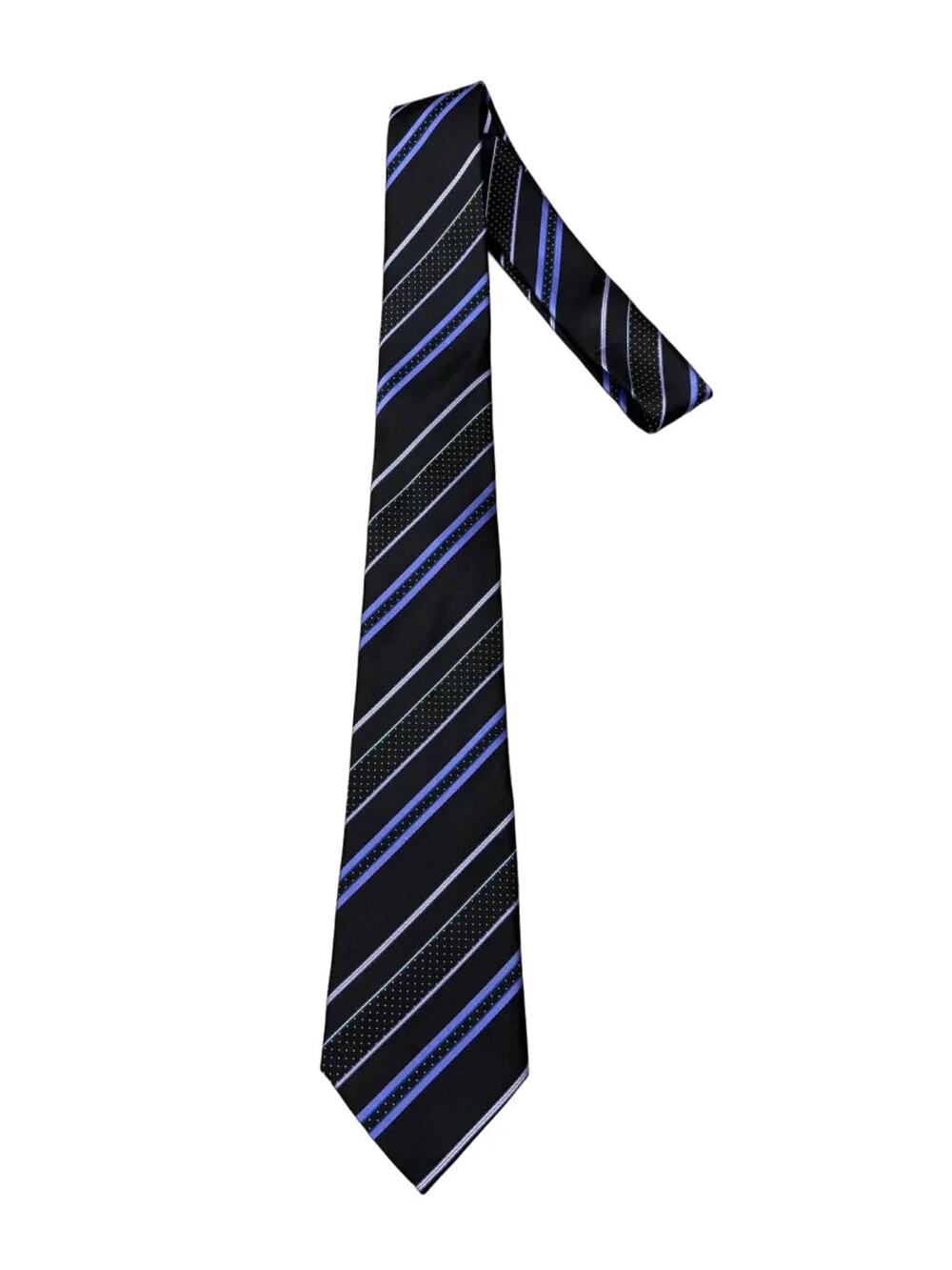 Prada Black & Blue Striped Silk Tie